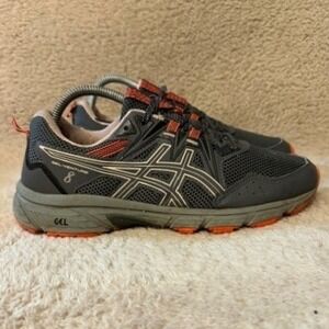 ASICS Gel-Venture 8 Grey Orange Trail Running Shoes Womens 9 Wide Sneakers